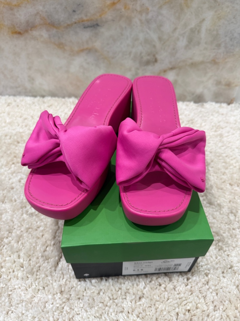 New Kate Spade neoprene wedge sandals 8.5 pink